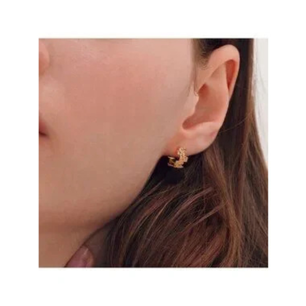 GOLD 14k Gold Plated Square Cuff Hoop Earrings